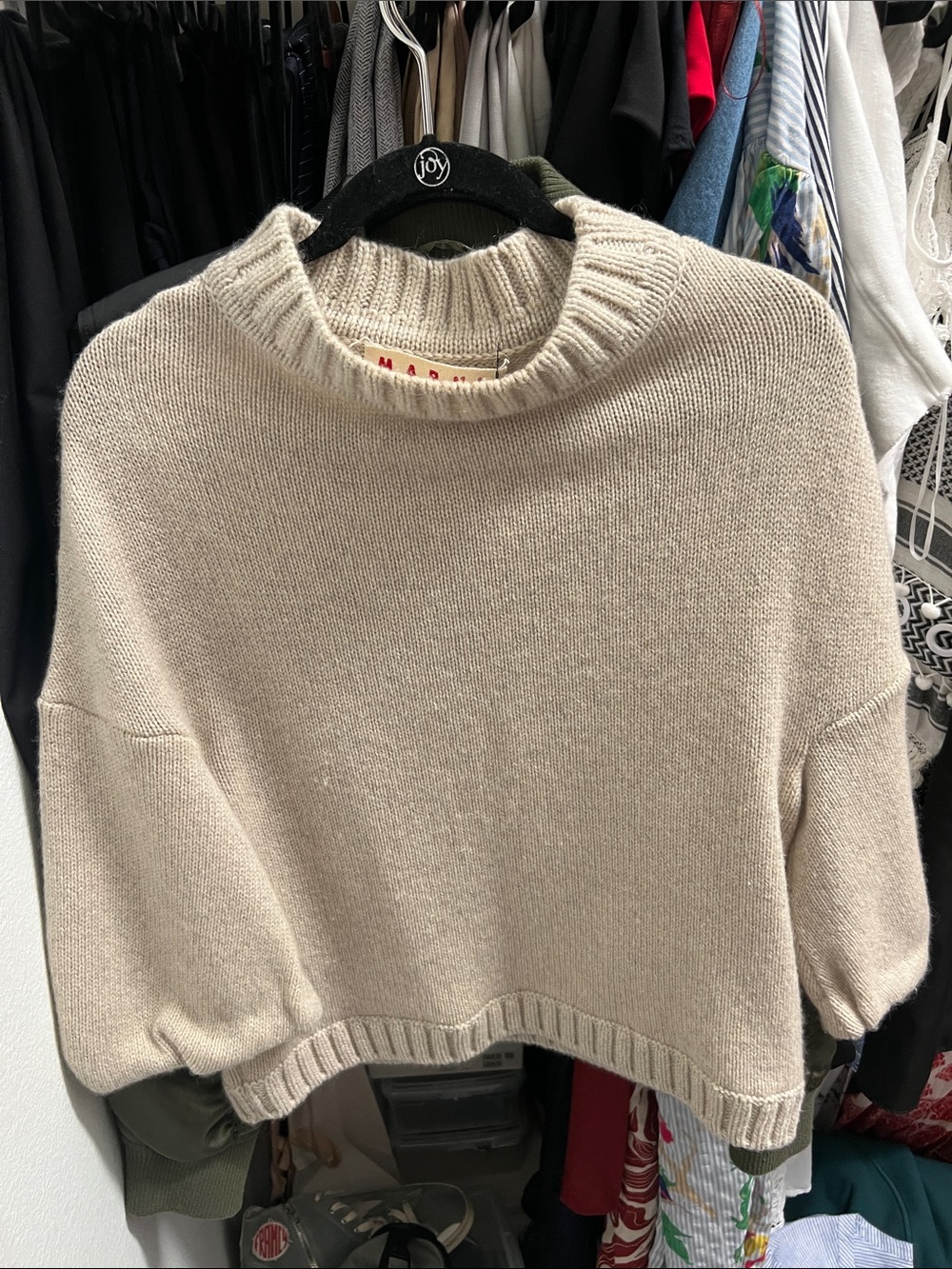 Marni Stone Beige Short-Sleeve Turtleneck Sweater - Picture 7 of 7